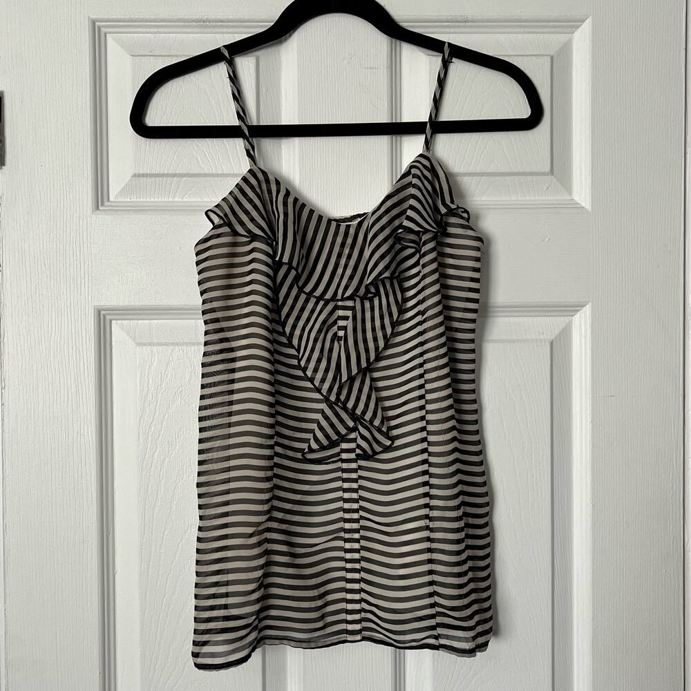 Xhilaration Striped Ruffle-Front Tank - Size M